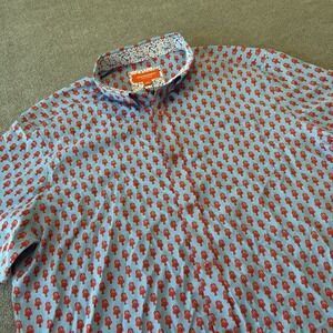 NWT Johnston Murphy Shirt Mens XL Lobster Nautical Short Sleeve Button Down